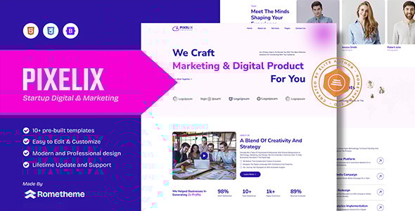 Pixelix - Digital Startup Agency HTML Template