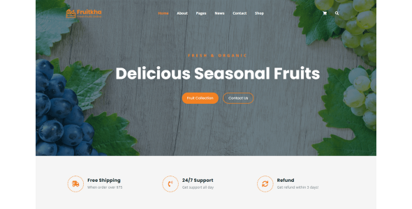 Fruitkha – Free Bootstrap 4 Responsive Food Business Template