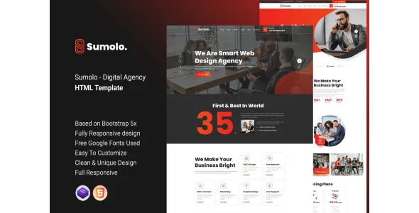 Sumolo - Digital Agency HTML Template