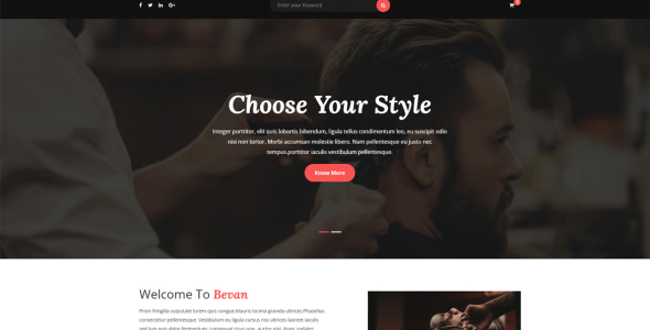 Bevan – Barber Salon Bootstrap 4 HTML Template