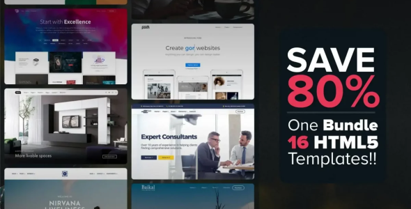 Bundle – 16 HTML5 Bootstrap Templates by Qsower IO